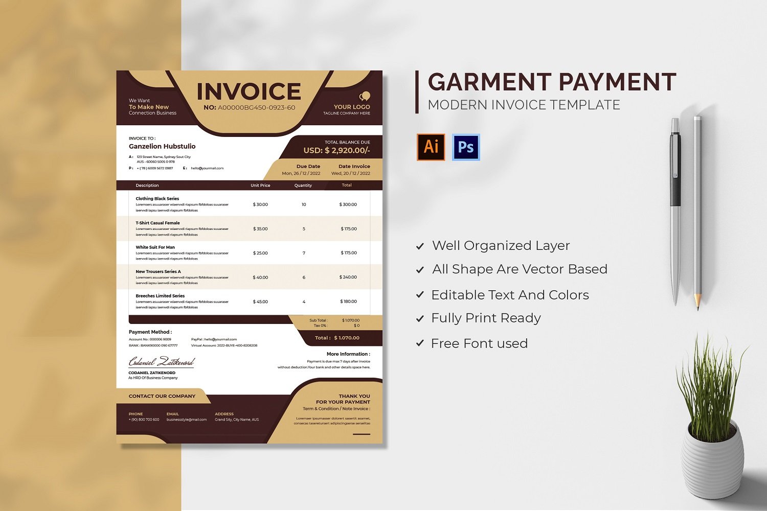 Template #210065 Invoice Accounting Webdesign Template - Logo template Preview