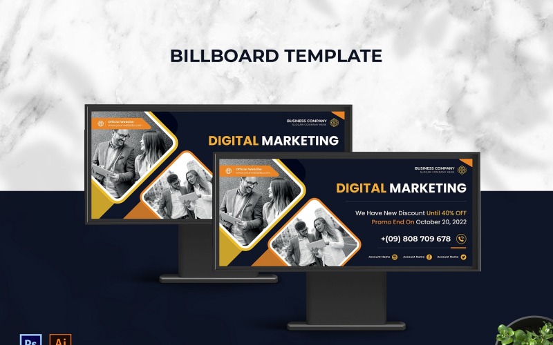 Black Digital Market Billboard Landscape Corporate Identity