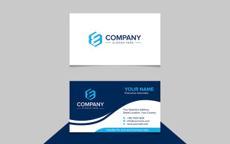 Blue and White Business Card Vector Template