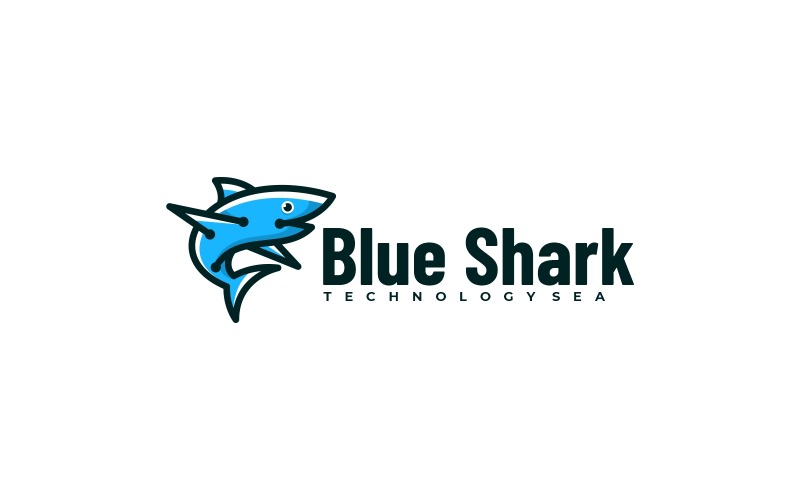 Blue Shark Simple Mascot Logo Logo Template
