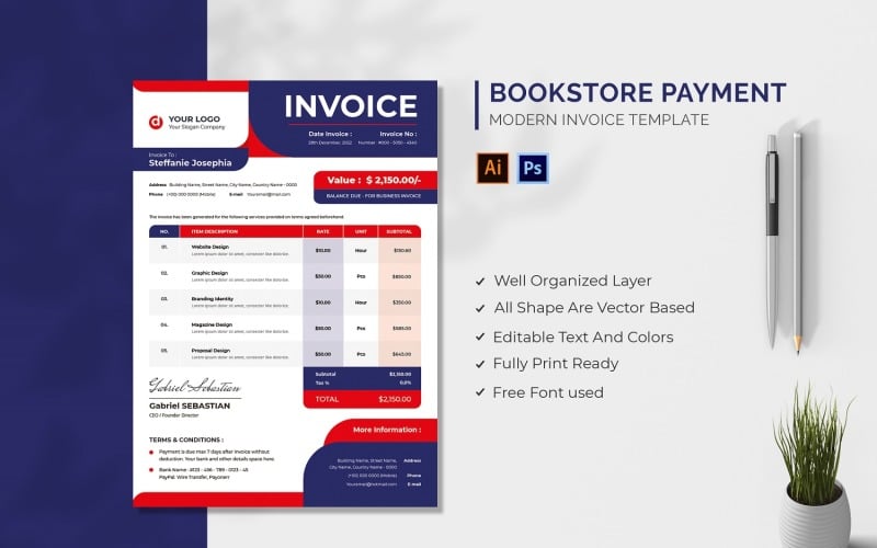 Bookstore Payment Invoice Corporate Identity