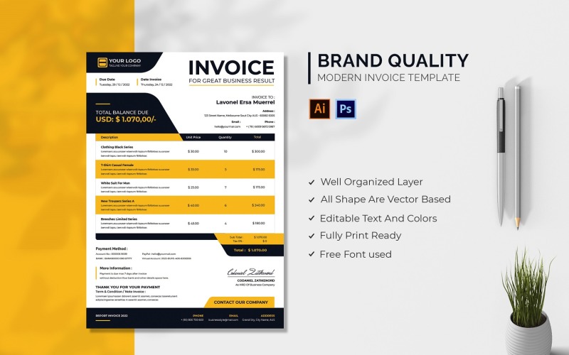 Brand Quality Invoice Template Corporate Identity