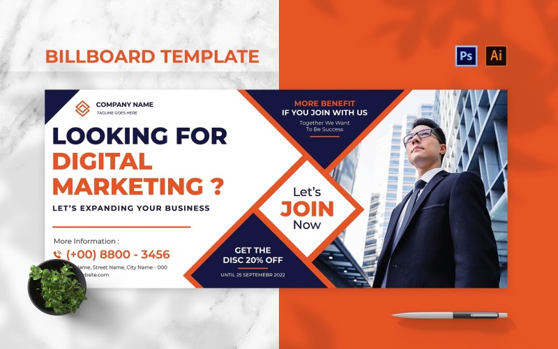Orange Digital Marketing Billboard Landscape Corporate Identity