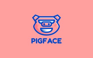 Pig Face Simple Mascot Logo