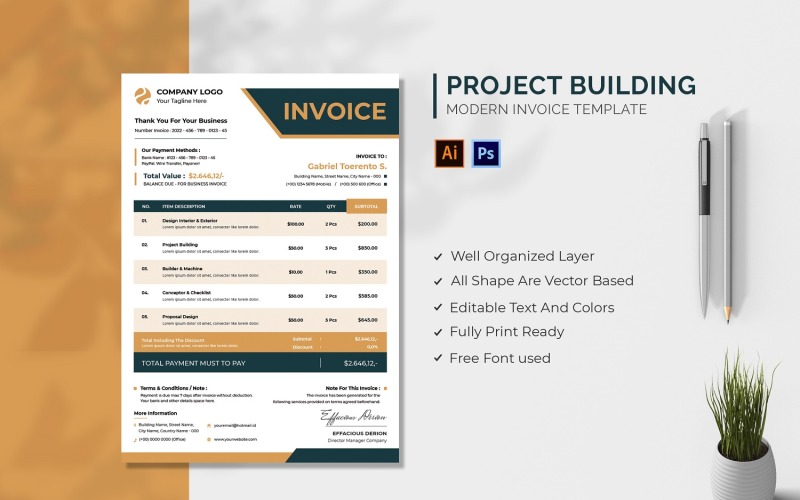 Project Building Invoice Template Corporate Identity