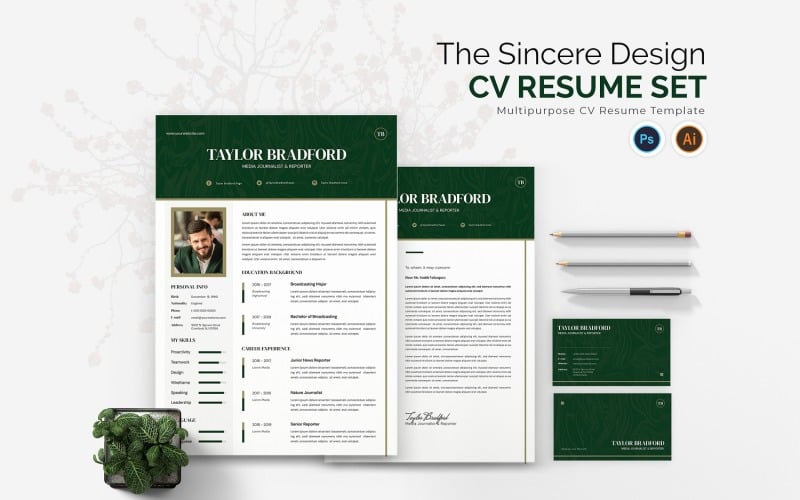Sincere Design CV Resume Set Resume Template