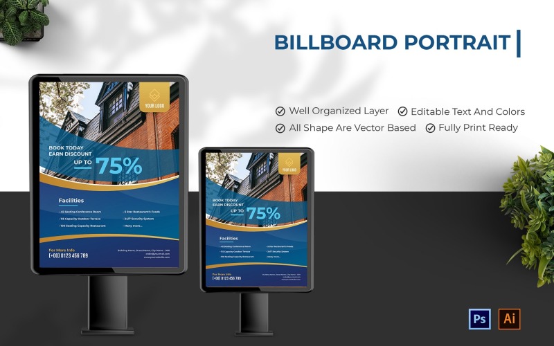 Blue Guest House Billboard Portrait Corporate Identity