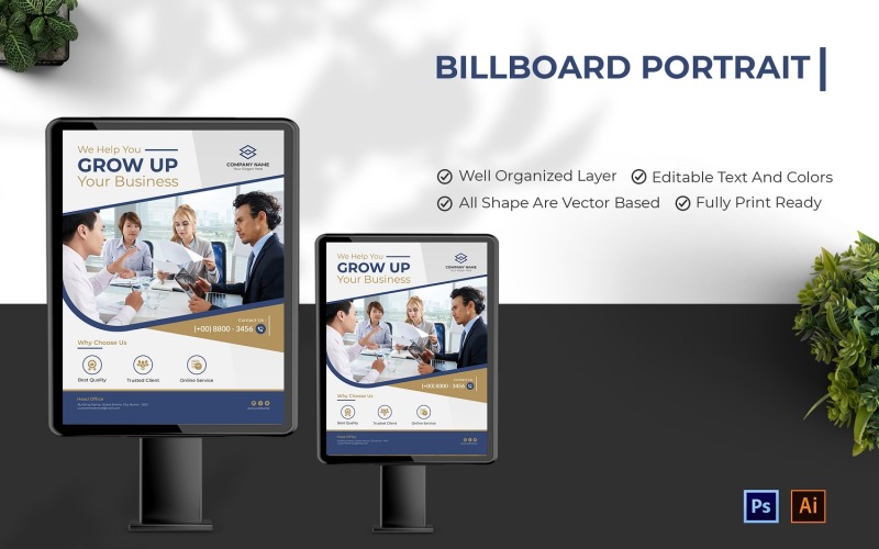 Business Grow Up Services Billboard Portrait Corporate Identity