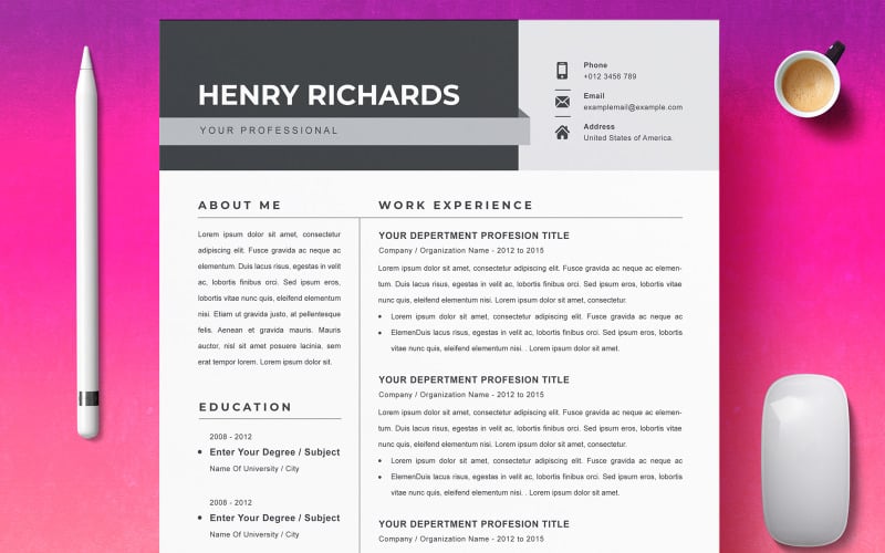 Henry Richards / CV Template Resume Template
