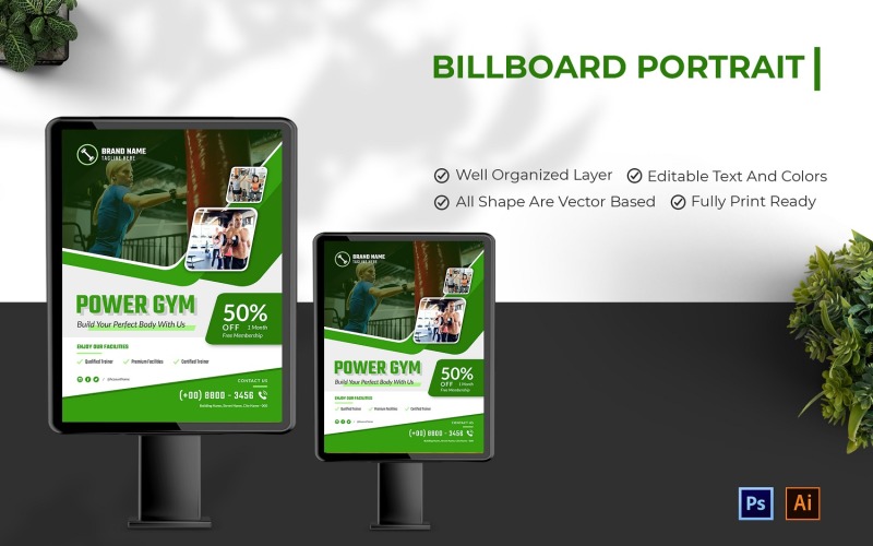 Power Gym Billboard Portrait Corporate Identity