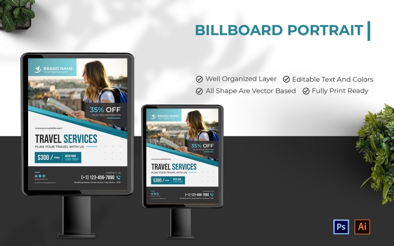 Travel Services Billboard Portrait Corporate Identity