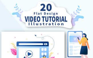 20 Video Tutorials Background Vector Illustration