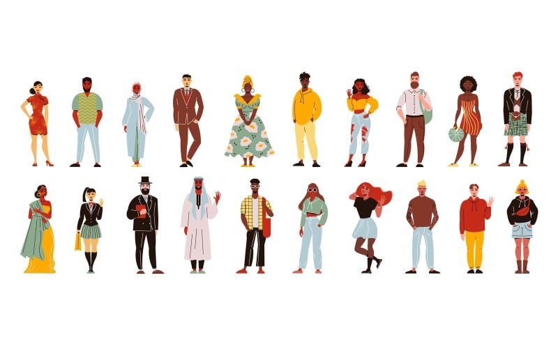 Different Nationality People Set 210260501 Vector Illustration Concept
