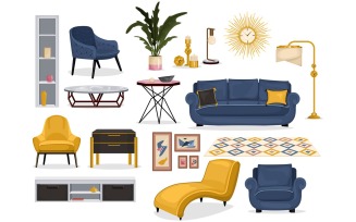 Furniture Interior Decor Set 210270507 Vector Illustration Concept