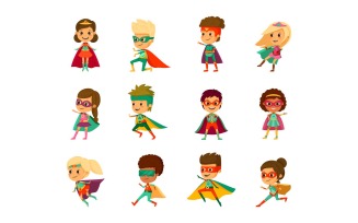 Kids Superheroes Cartoon Set 210270309 Vector Illustration Concept