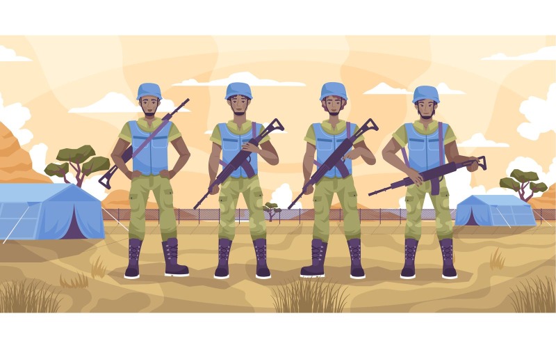 Peacekeepers Guard Flat 210250718 Vector Illustration Concept