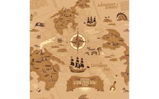 Pirate Treasure Map Seamless Pattern 210251815 Vector Illustration Concept