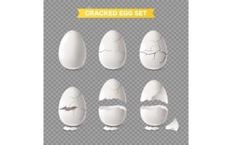 Realistic Cracked Egg Transparent Set 210230503 Vector Illustration Concept
