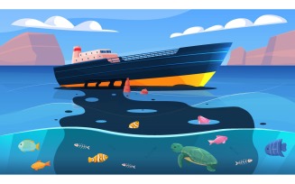 Tanker Ocean Pollution Flat 210251127 Vector Illustration Concept