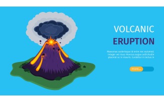 Volcano Eruptions Horizontal Banner 210250415 Vector Illustration Concept
