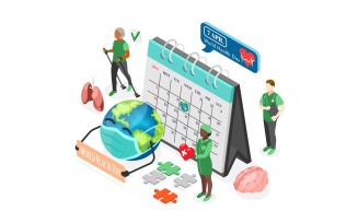 World Health Day Isometric Composition 210230104 Vector Illustration Concept