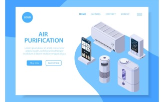 Air Purification Quality Control Isometric Web Site 210160711 Vector Illustration Concept