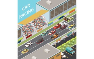 Car Race Isometric 210210910 Vector Illustration Concept