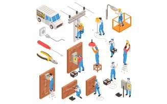 Isometric Electric Set 210212124 Vector Illustration Concept
