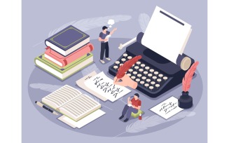 Isometric Poetry Illustration 210212118 Vector Illustration Concept