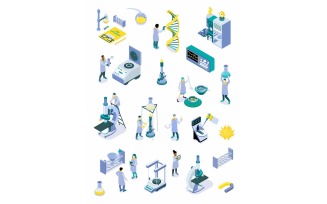Isometric Science Laboratory Color Set 210203205 Vector Illustration Concept