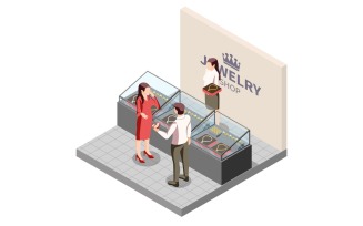 Jewelry Production Isometric Composition 210160704 Vector Illustration Concept