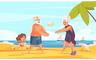 Old People Activity Grandchildren 210212614 Vector Illustration Concept