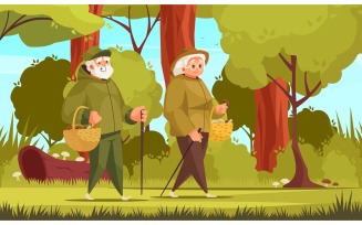Old People Activity Mushroomers 210212612 Vector Illustration Concept