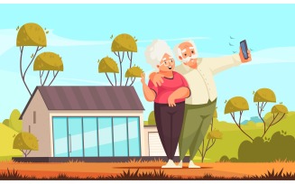 Old People Activity Selfie 210212613 Vector Illustration Concept