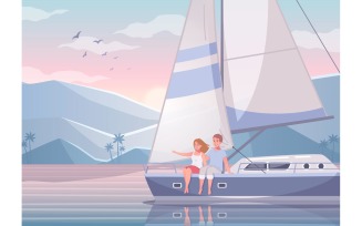 Yachting Cartoon Set 210220302 Vector Illustration Concept