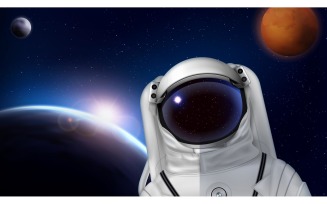 Astronaut Space Helmet Realistic Composition 3 210121122 Vector Illustration Concept