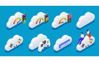 Cloud Gaming Isometric 210120143 Vector Illustration Concept