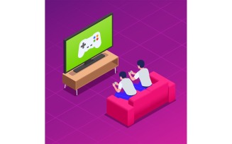 Cloud Gaming Isometric 210120144 Vector Illustration Concept
