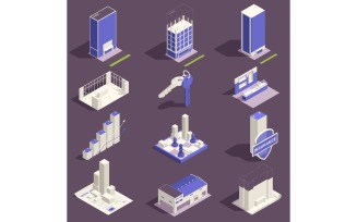 Commercial Real Estate Isometric Set 210110117 Vector Illustration Concept