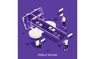 Mobile Gaming Isometric Set 210110105 Vector Illustration Concept