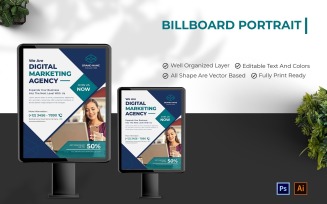 Blue Digital Marketing Billboard Portrait