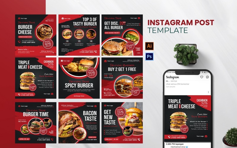 Burger Time Instagram Post Social Media