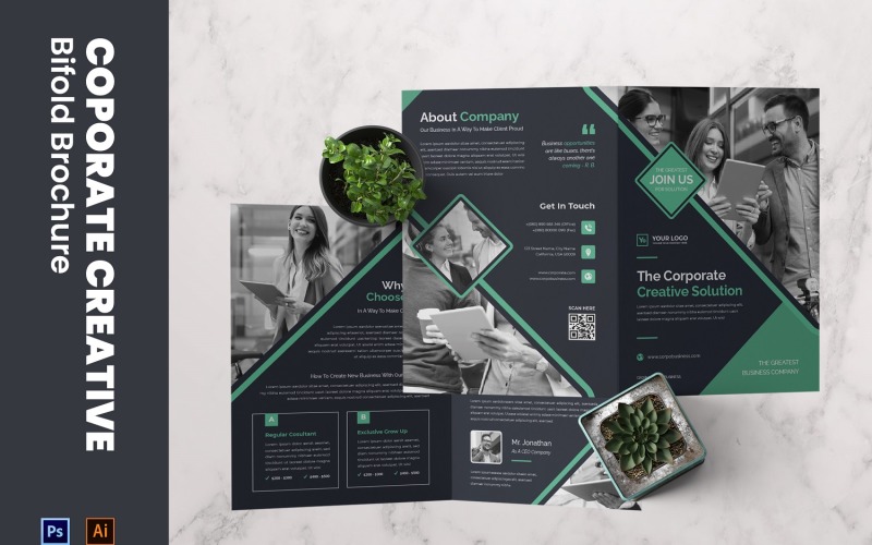 Coporate Creative Bifold Brochure Corporate Identity