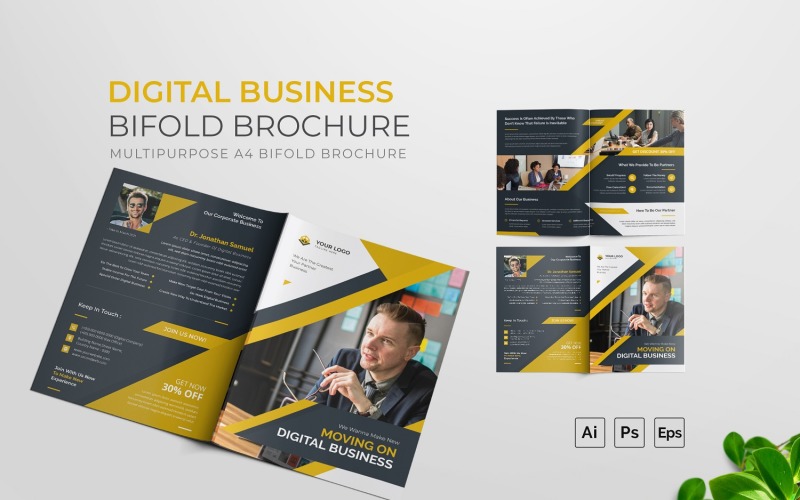 Digital Business Bifold Brochure Corporate Identity
