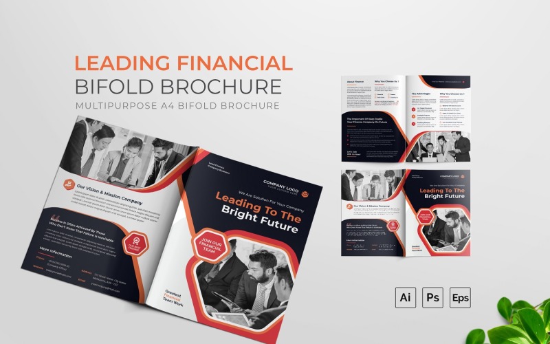 Leading Financial Bifold Brochure Corporate Identity