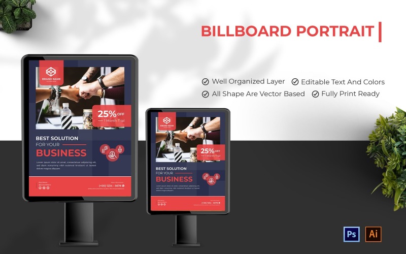 Minimal Business Solution Billboard Portrait Corporate Identity