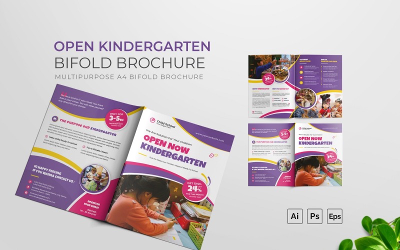 Open Kindergarten Bifold Brochure Corporate Identity