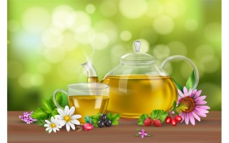 Realistic Herbal Green Tea Illustration 200830526 Vector Illustration Concept