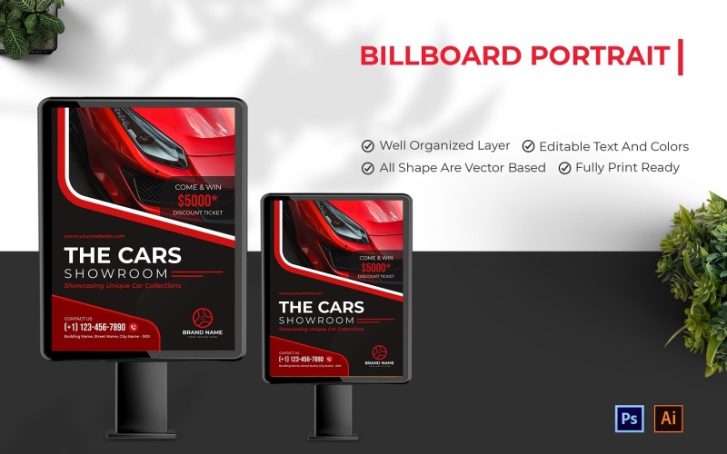 Redd Automotive Showroom Billboard Portrait Corporate Identity