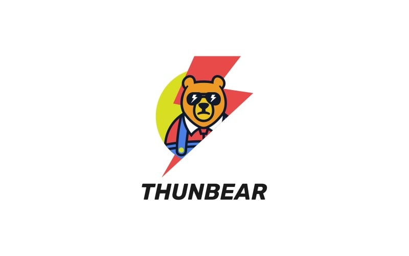 Thunder Bear Simple Mascot Logo Logo Template